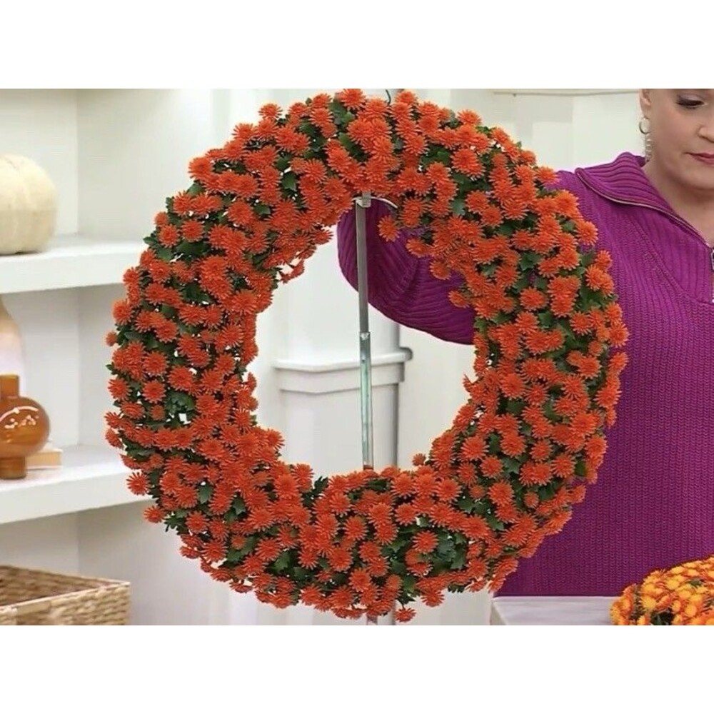 Wicker Park 24in  Harvest Faux Mum Wreath - Pumpkin
